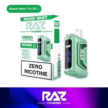 Load image into Gallery viewer, Miami Mint Razzzz TN9000 Zero Nicotine Vape
