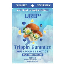 Load image into Gallery viewer, Blue Razz Lemonade URB Trippin Fly High Mushroom Exotics Gummies 8000MG 10CT
