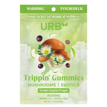 Load image into Gallery viewer, Green Apple Grape URB Trippin Fly High Mushroom Exotics Gummies 8000MG 10CT
