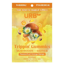 Load image into Gallery viewer, Passionfruit Orange Mango URB Trippin Fly High Mushroom Exotics Gummies 8000MG 10CT

