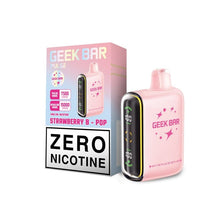 Cargar imagen en el visor de la galería, Strawberry B-Pop Geeek Bar Pulse Zero Nicotine Disposable Vape
