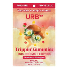 Load image into Gallery viewer, Strawberry Pineapple URB Trippin Fly High Mushroom Exotics Gummies 8000MG 10CT
